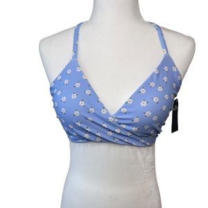 NWT Hollister Blue Floral Triangle Swim Bralette size Large